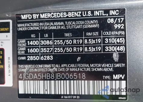 2018 Mercedes-Benz Gle 350 4Matic из США, поврежденный, VIN 4JGDA5HB8JB006518